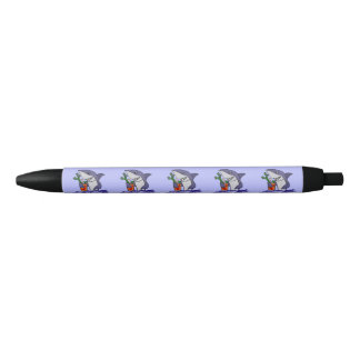 Funny Shark Drinking Bloody Mary Cartoon Black Ink Pen