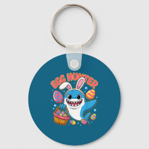 Funny shark easter bunny cute egg hunter key ring