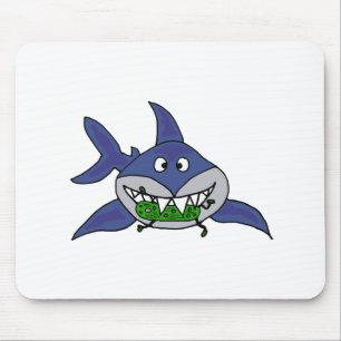 Funny Shark Eating Pickle Man Cartoon Mouse Pad