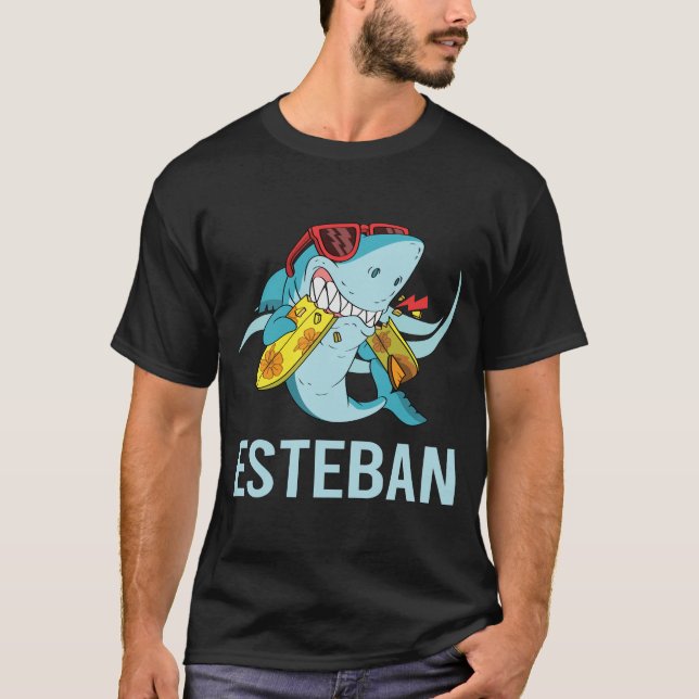 Funny Shark - Esteban Name T-Shirt (Front)