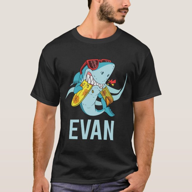 Funny Shark - Evan Name T-Shirt (Front)