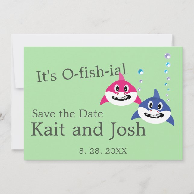 Funny Shark Fish Theme Wedding save the date Invitation (Front)