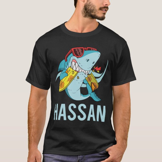 Funny Shark - Hassan Name T-Shirt (Front)