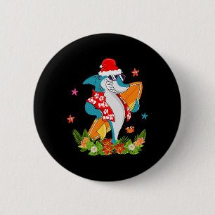 Funny Shark Hawaiian Summer Surfing Shark Christma 6 Cm Round Badge