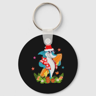 Funny Shark Hawaiian Summer Surfing Shark Christma Key Ring