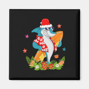 Funny Shark Hawaiian Summer Surfing Shark Christma Magnet