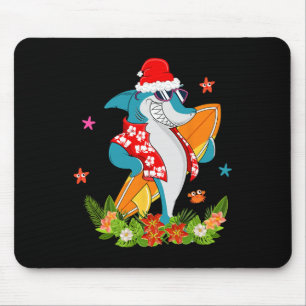 Funny Shark Hawaiian Summer Surfing Shark Christma Mouse Pad