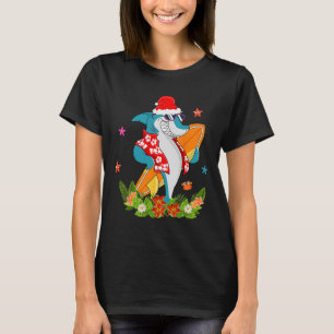 Funny Shark Hawaiian Summer Surfing Shark Christma T-Shirt