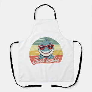 Funny shark invite you to smile apron