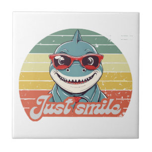 Funny shark invite you to smile ceramic tile