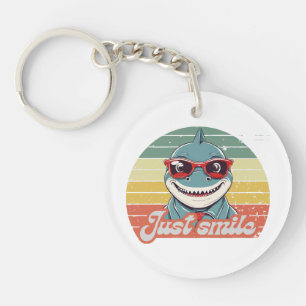 Funny shark invite you to smile key ring