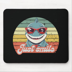 Funny shark invite you to smile mouse pad