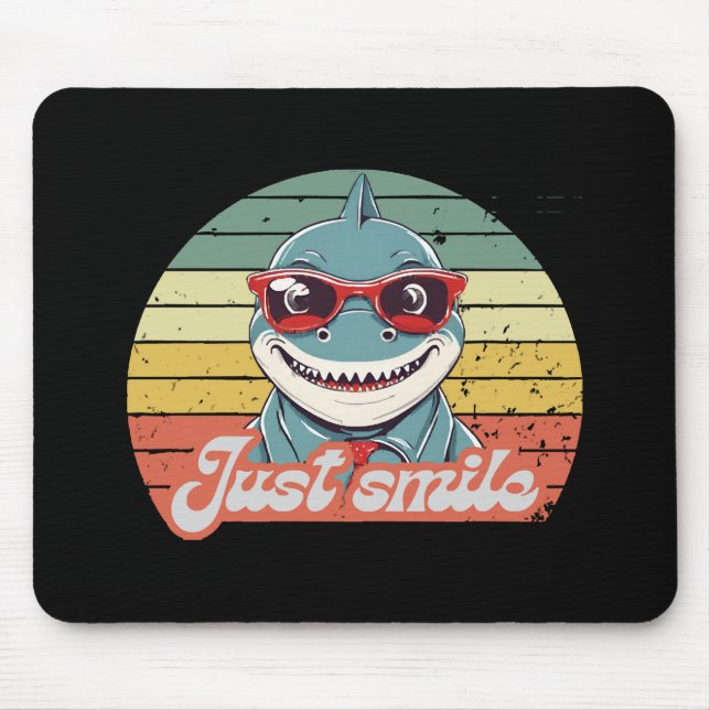 Funny shark invite you to smile mouse pad (Front)