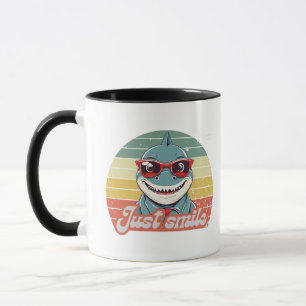 Funny shark invite you to smile mug