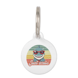 Funny shark invite you to smile pet tag