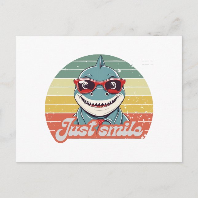 Funny shark invite you to smile postcard (Front)