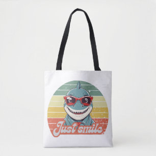 Funny shark invite you to smile tote bag