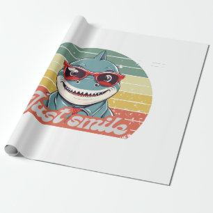 Funny shark invite you to smile wrapping paper