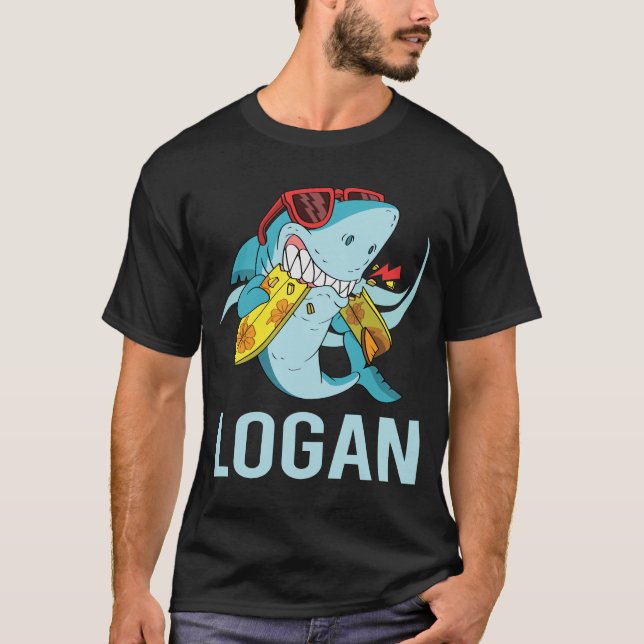 Funny Shark - Logan Name T-Shirt (Front)