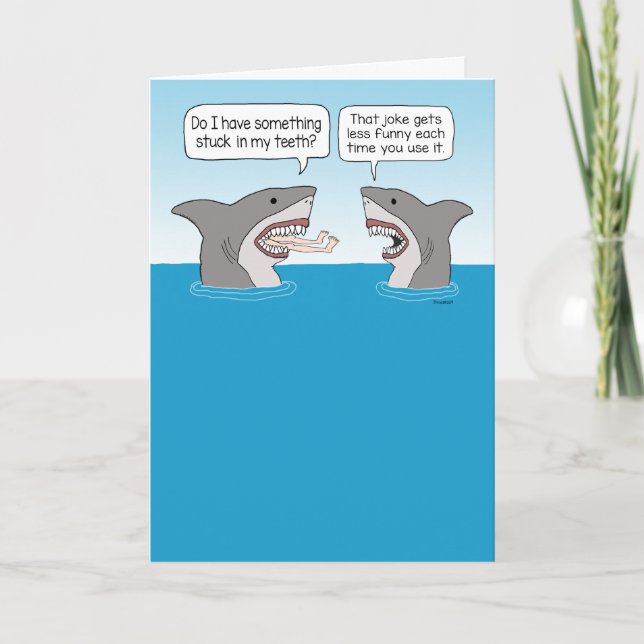 Funny Shark Making a Bad Joke Birthday Card (Front)