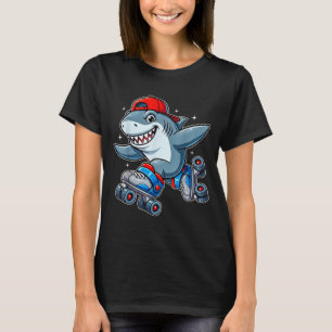 Funny Shark On Roller Skates Cute Cool Skater Anim T-Shirt