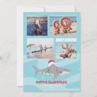 Funny Shark Photo Christmas Flat Holiday Card