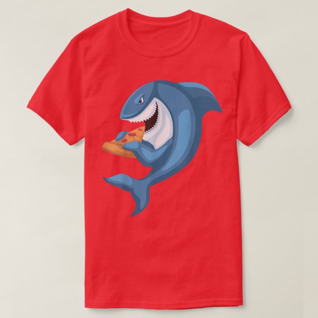Funny Shark Pizza Shark And Pizza Shark Eating Piz T-Shirt (Design Front)