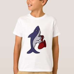 Funny Shark Playing Saxophone Art T-Shirt