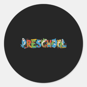 Funny Shark Preschool Pre K Back To School Kids Bo Classic Round Sticker