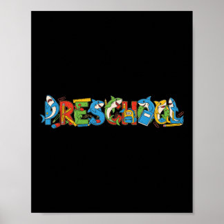 Funny Shark Preschool Pre K Back To School Kids Bo Poster