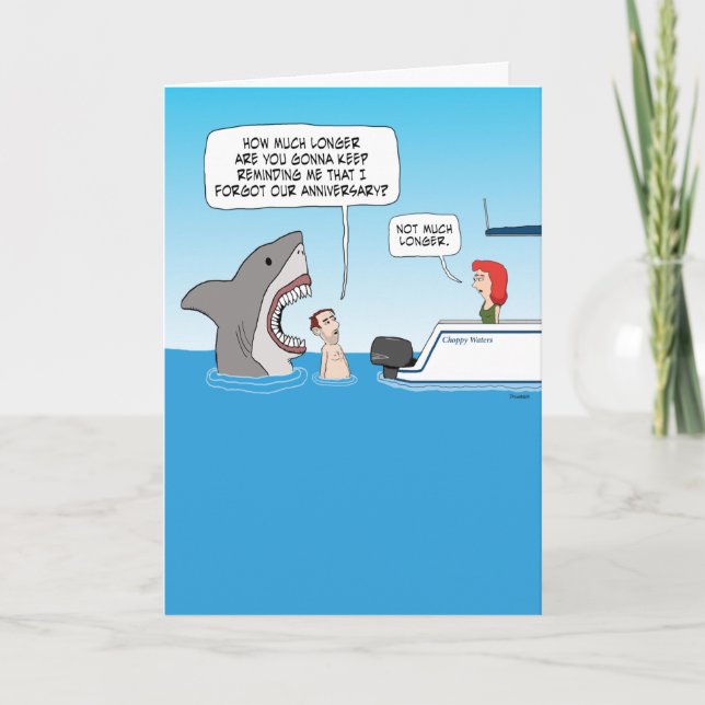 Funny Shark Revenge Forgotten Anniversary Card (Front)