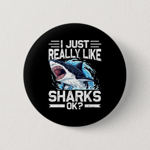 Funny Shark Shirt For Men Women Sea Animal Shark L 6 Cm Round Badge