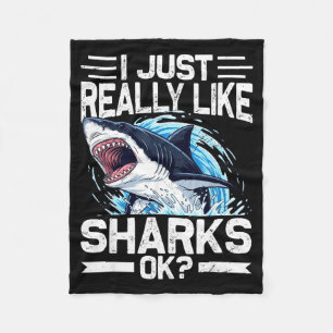 Funny Shark Shirt For Men Women Sea Animal Shark L Fleece Blanket