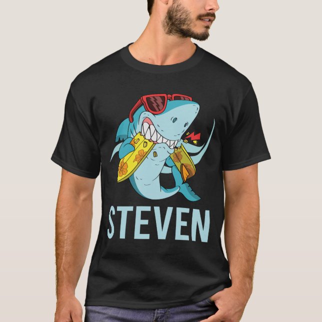 Funny Shark - Steven Name T-Shirt (Front)