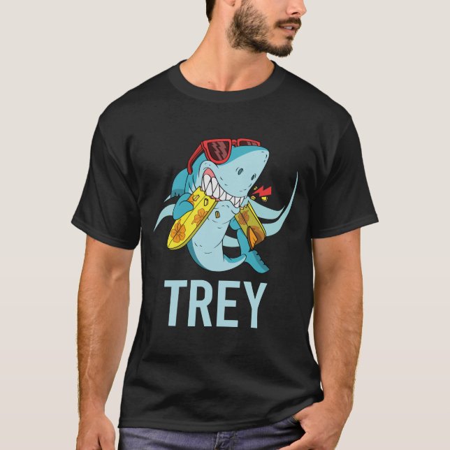 Funny Shark - Trey Name T-Shirt (Front)
