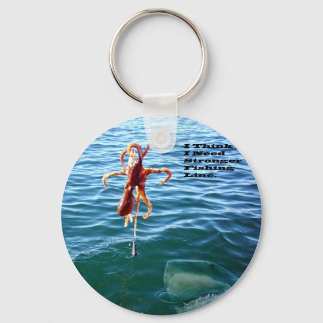 Funny Shark Wants Octopus, Key Ring (Back)