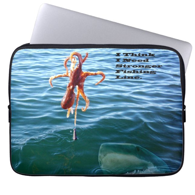 Funny Shark Wants Octopus, Laptop Sleeve (Front)