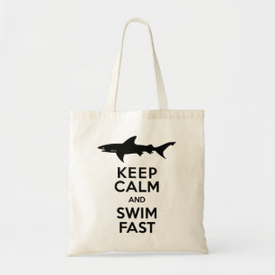 Funny Shark Warning - Keep Calm and Swim Fast Tote Bag