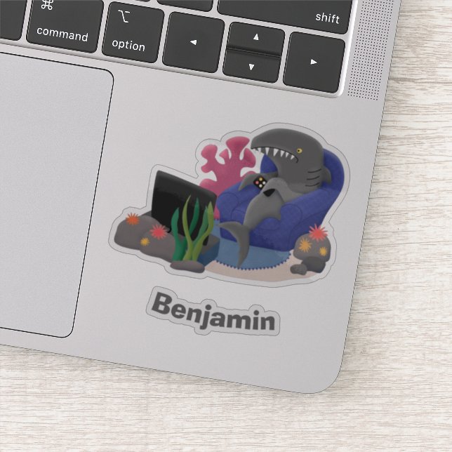 Funny shark watching TV cartoon (Detail)