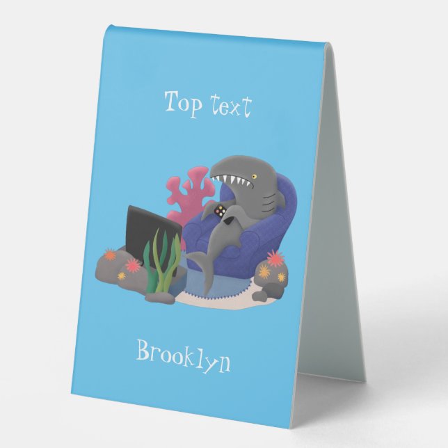 Funny shark watching TV cartoon (Front)