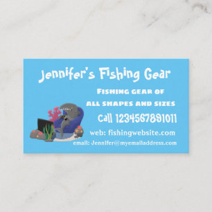 Funny shark watching TV cartoon Business Card