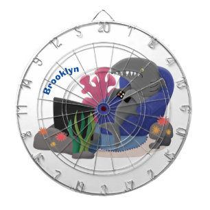 Funny shark watching TV cartoon Dartboard