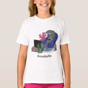 Funny shark watching TV cartoon T-Shirt