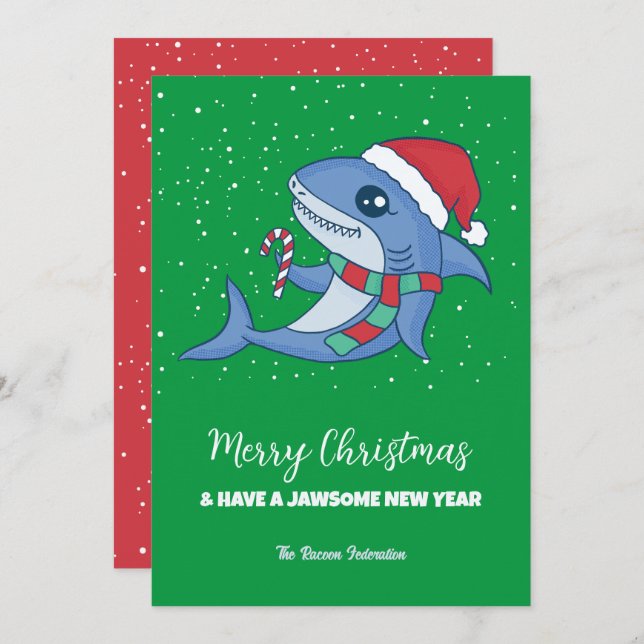 Funny Shark Winter Holiday Merry Christmas (Front/Back)