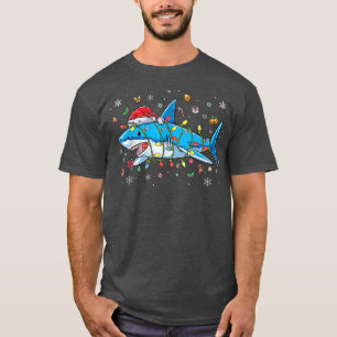 Funny Shark Xmas Lights Santa Shark Christmas Men  T-Shirt