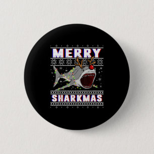 Funny Sharkmas Shark Ugly Christmas Sweaters 6 Cm Round Badge