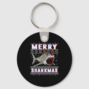 Funny Sharkmas Shark Ugly Christmas Sweaters  Key Ring