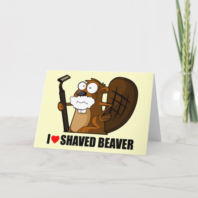 Funny shaved beaver card (Front)