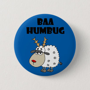 Funny Sheep Bah Humbug Christmas Pun Cartoon 6 Cm Round Badge