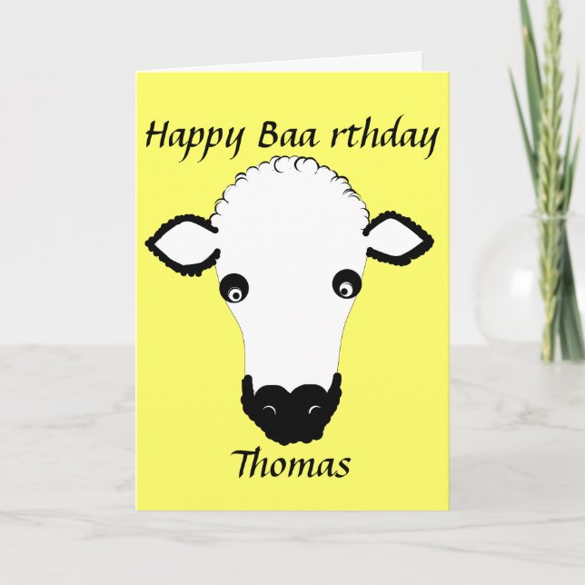 Funny Sheep Birthday, baa rthday, add name front Card (Front)